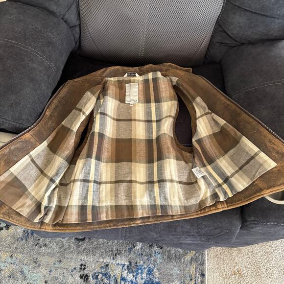 WilliWear Brown Suede Leather Vest Womens Size Medium Zip Front Pockets Western - Picture 10 of 11